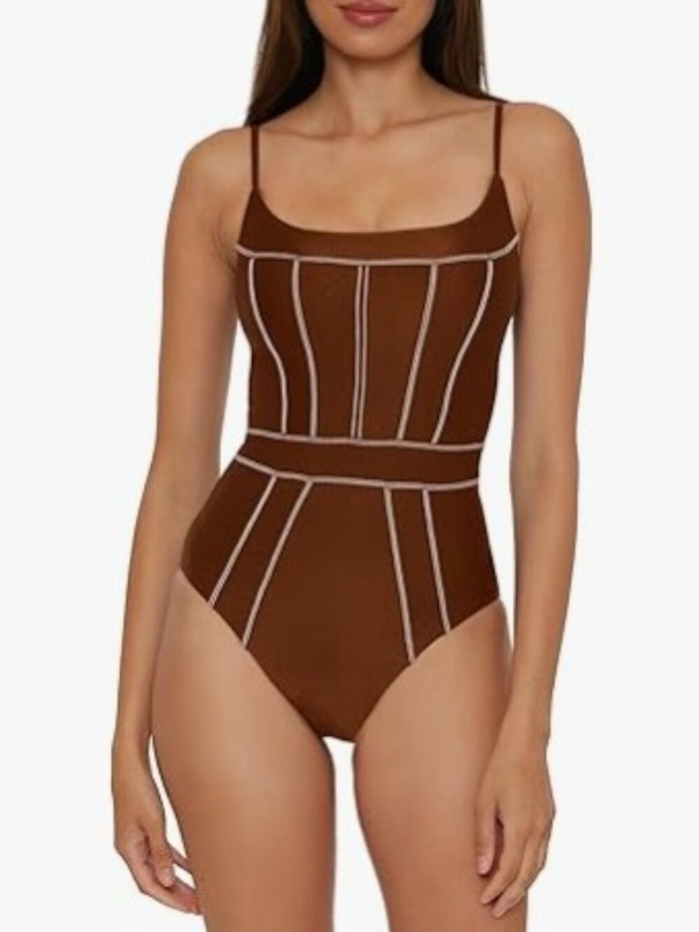 NWT - Becca Color Sheen One Piece Swimsuit Brown Dark Coco -Sz Medium